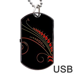 Flower Leaf Red Black Dog Tag Usb Flash (one Side) by Mariart