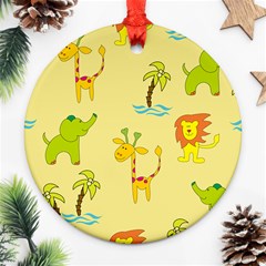 Cute Animals Elephant Giraffe Lion Ornament (round) by Mariart