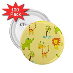 Cute Animals Elephant Giraffe Lion 2 25  Buttons (100 Pack)  by Mariart