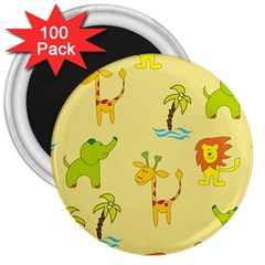 Cute Animals Elephant Giraffe Lion 3  Magnets (100 Pack) by Mariart