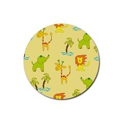 Cute Animals Elephant Giraffe Lion Rubber Round Coaster (4 Pack) 