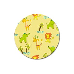 Cute Animals Elephant Giraffe Lion Magnet 3  (round) by Mariart