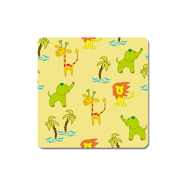 Cute Animals Elephant Giraffe Lion Square Magnet