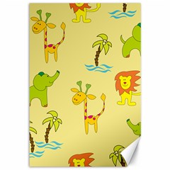 Cute Animals Elephant Giraffe Lion Canvas 12  X 18   by Mariart