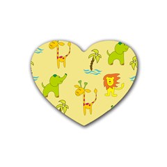 Cute Animals Elephant Giraffe Lion Heart Coaster (4 Pack)  by Mariart