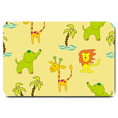 Cute Animals Elephant Giraffe Lion Large Doormat  by Mariart