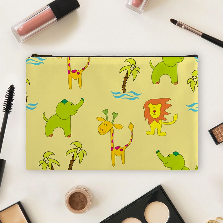 Cute Animals Elephant Giraffe Lion Cosmetic Bag (Large) 