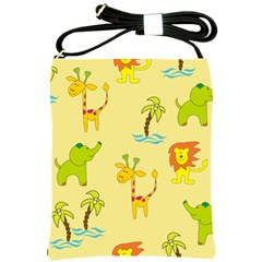 Cute Animals Elephant Giraffe Lion Shoulder Sling Bags by Mariart