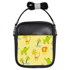 Cute Animals Elephant Giraffe Lion Girls Sling Bags by Mariart