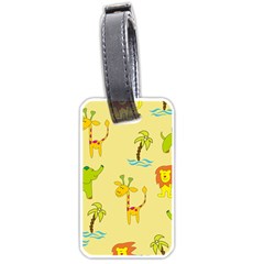 Cute Animals Elephant Giraffe Lion Luggage Tags (one Side)  by Mariart