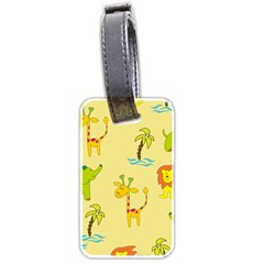 Cute Animals Elephant Giraffe Lion Luggage Tags (two Sides) by Mariart