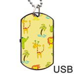 Cute Animals Elephant Giraffe Lion Dog Tag USB Flash (Two Sides) Front