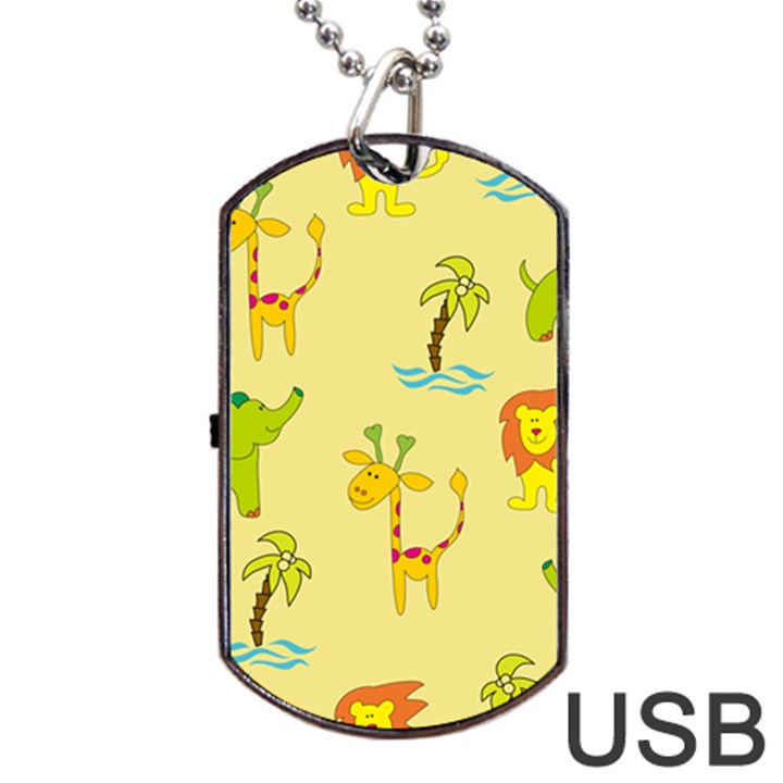 Cute Animals Elephant Giraffe Lion Dog Tag USB Flash (Two Sides)