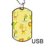 Cute Animals Elephant Giraffe Lion Dog Tag USB Flash (Two Sides) Back