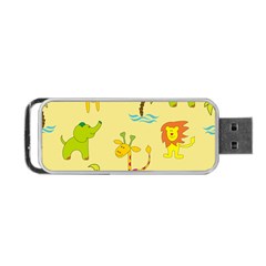 Cute Animals Elephant Giraffe Lion Portable Usb Flash (one Side) by Mariart