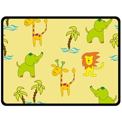 Cute Animals Elephant Giraffe Lion Double Sided Fleece Blanket (large)  by Mariart