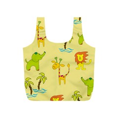 Cute Animals Elephant Giraffe Lion Full Print Recycle Bags (s)  by Mariart