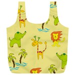 Cute Animals Elephant Giraffe Lion Full Print Recycle Bags (L)  Front