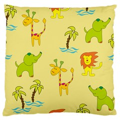 Cute Animals Elephant Giraffe Lion Standard Flano Cushion Case (one Side) by Mariart