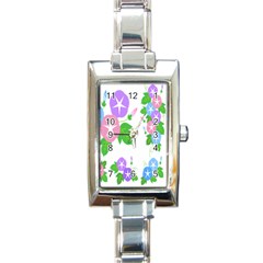 Flower Floral Star Purple Pink Blue Leaf Rectangle Italian Charm Watch by Mariart