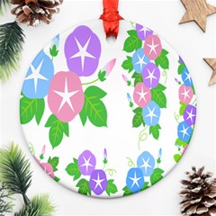 Flower Floral Star Purple Pink Blue Leaf Ornament (round) by Mariart