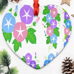 Flower Floral Star Purple Pink Blue Leaf Ornament (heart) by Mariart