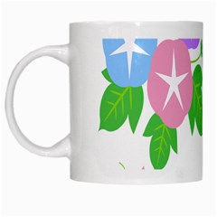 Flower Floral Star Purple Pink Blue Leaf White Mugs by Mariart