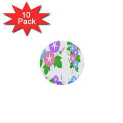 Flower Floral Star Purple Pink Blue Leaf 1  Mini Buttons (10 Pack)  by Mariart