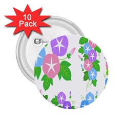 Flower Floral Star Purple Pink Blue Leaf 2 25  Buttons (10 Pack)  by Mariart