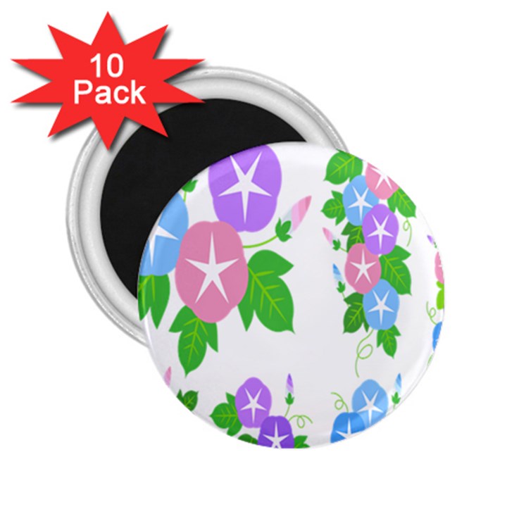 Flower Floral Star Purple Pink Blue Leaf 2.25  Magnets (10 pack) 