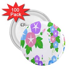 Flower Floral Star Purple Pink Blue Leaf 2 25  Buttons (100 Pack)  by Mariart