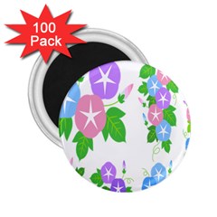 Flower Floral Star Purple Pink Blue Leaf 2 25  Magnets (100 Pack)  by Mariart