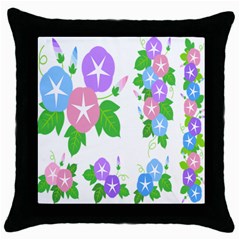 Flower Floral Star Purple Pink Blue Leaf Throw Pillow Case (black) by Mariart