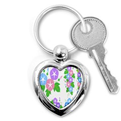 Flower Floral Star Purple Pink Blue Leaf Key Chains (heart) 