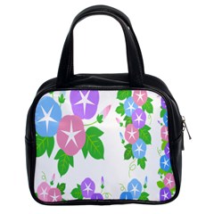 Flower Floral Star Purple Pink Blue Leaf Classic Handbags (2 Sides) by Mariart