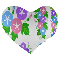 Flower Floral Star Purple Pink Blue Leaf Large 19  Premium Heart Shape Cushions by Mariart