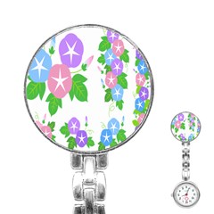 Flower Floral Star Purple Pink Blue Leaf Stainless Steel Nurses Watch by Mariart