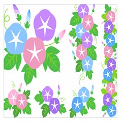 Flower Floral Star Purple Pink Blue Leaf Large Satin Scarf (square) by Mariart