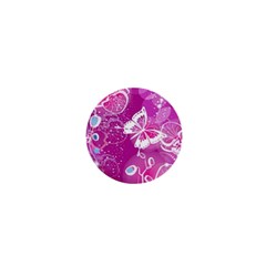 Flower Butterfly Pink 1  Mini Buttons by Mariart