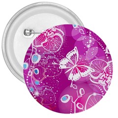 Flower Butterfly Pink 3  Buttons