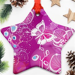 Flower Butterfly Pink Ornament (star)