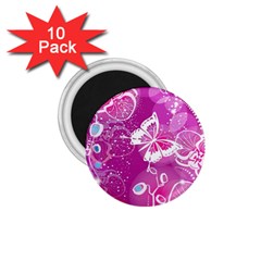 Flower Butterfly Pink 1 75  Magnets (10 Pack) 