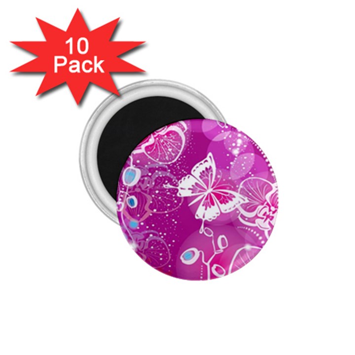 Flower Butterfly Pink 1.75  Magnets (10 pack) 