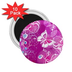 Flower Butterfly Pink 2 25  Magnets (10 Pack)  by Mariart