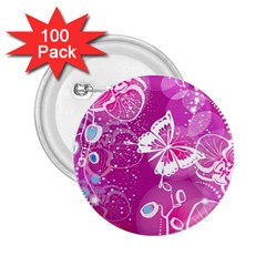 Flower Butterfly Pink 2 25  Buttons (100 Pack)  by Mariart