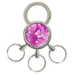 Flower Butterfly Pink 3-ring Key Chains by Mariart