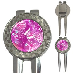 Flower Butterfly Pink 3-in-1 Golf Divots by Mariart