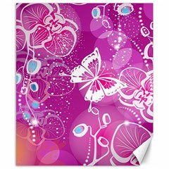 Flower Butterfly Pink Canvas 8  X 10  by Mariart