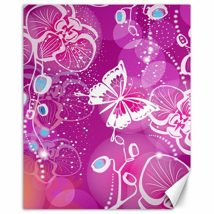 Flower Butterfly Pink Canvas 16  x 20  