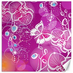 Flower Butterfly Pink Canvas 20  X 20   by Mariart